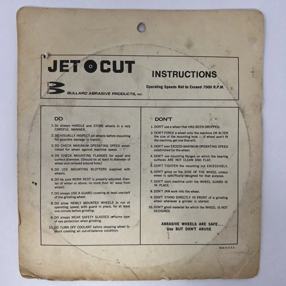 Jet Cut Abrasive Wheel 8